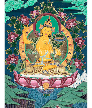 Manjushri Bodhisattva Thangka Painting | Original Hand Painted Traditional Buddhist Art Deity Of Wisdom |