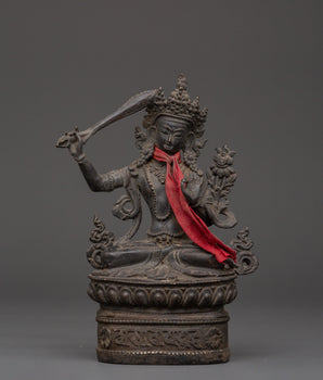 Handcrafted Manjushri Wisdom Bodhisattva Sculpture