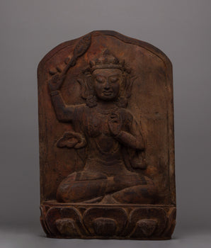 Hand-Carved Manjusri Bodhi Wooden Bodhisattva Statue