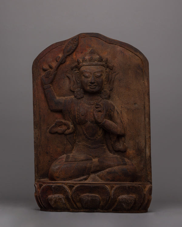 Hand-Carved Manjusri Bodhi Wooden Bodhisattva Statue