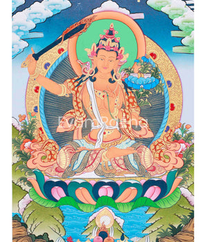 Original Hand-Painted Manjushri Thangka | Manjushree Bodhisattva of Wisdom