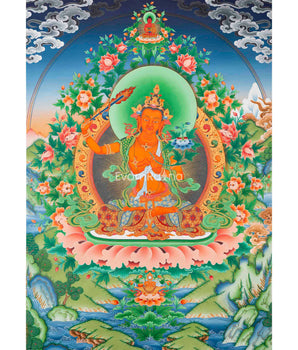 Manjushri, The Bodhisattva Thangka Print