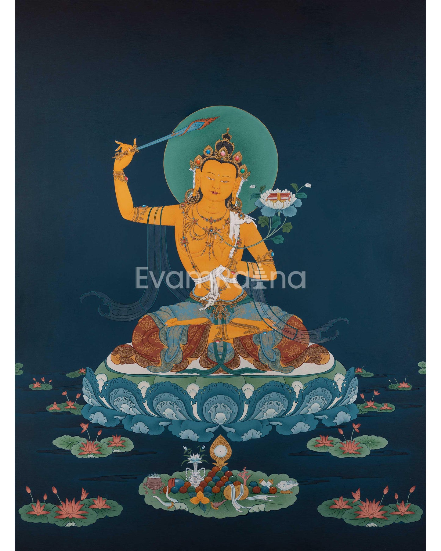 The Radiant Manjushri Thangka Print 