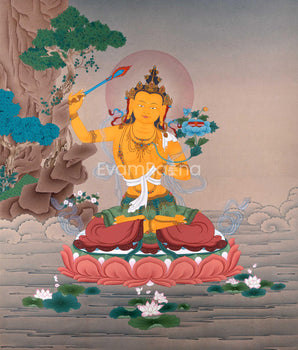 Manjushri Thangka Print | Manjushri Buddhism | Himalayan Art work
