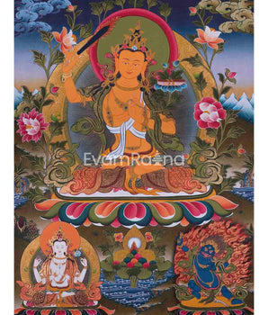 Original Handcrafted Manjushri Bodhisattva Thangka