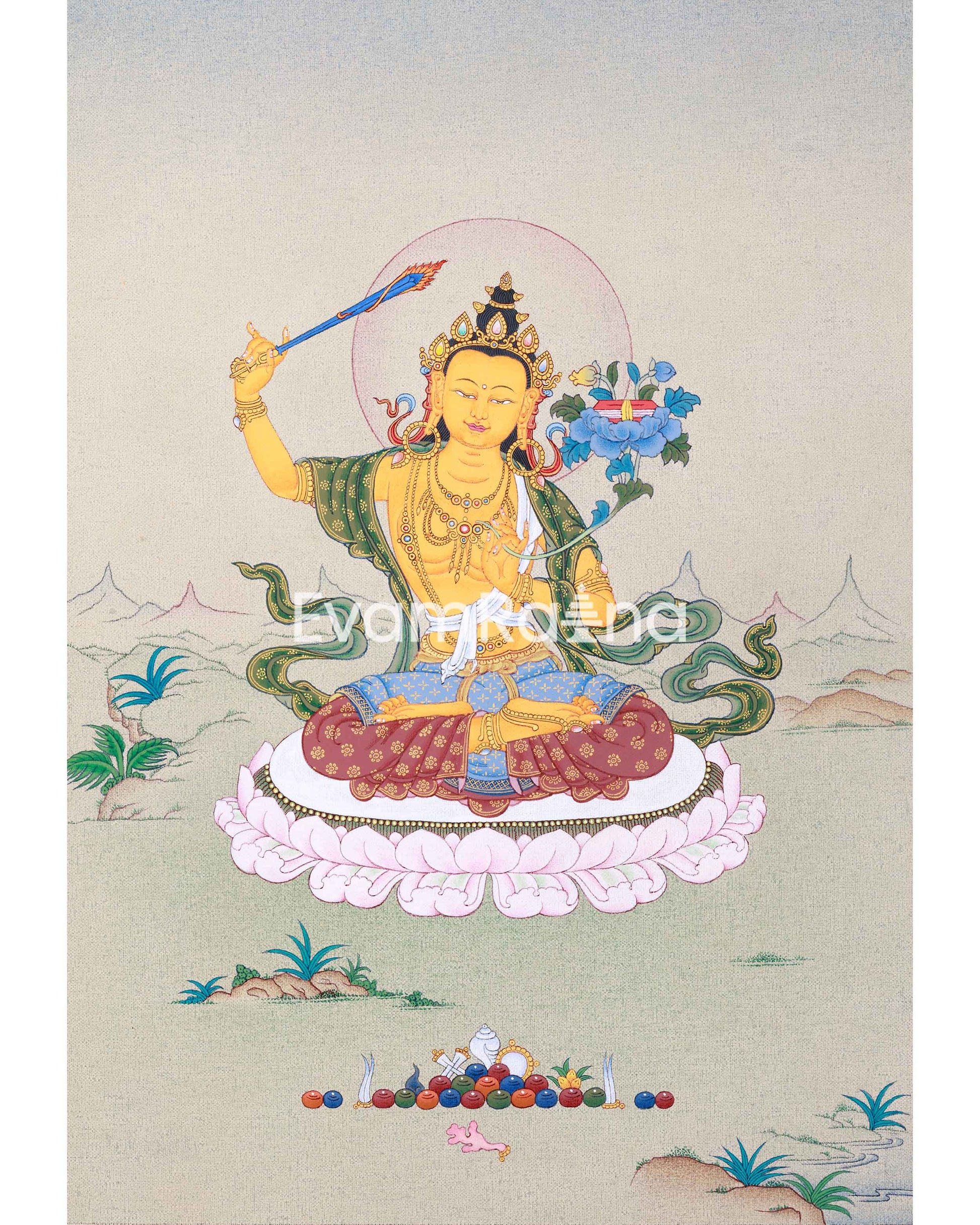 Tibetan Manjushri Bodhisattva Thangka