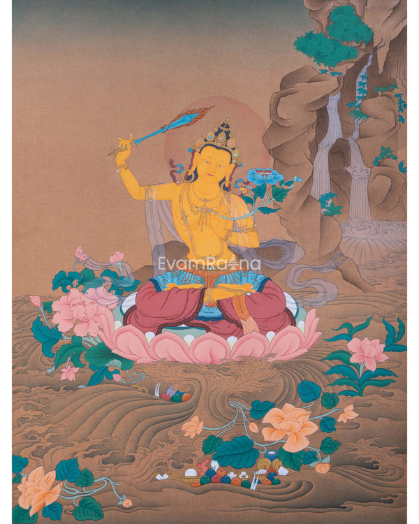 Bodhisattva Of Wisdom Manjushri Thangka Print