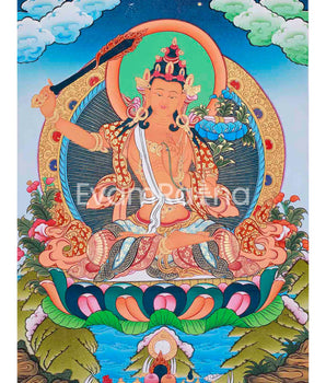 Original Hand-Painted Manjushri Thangka: