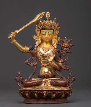 Gold Plated Manjushri Statue 
