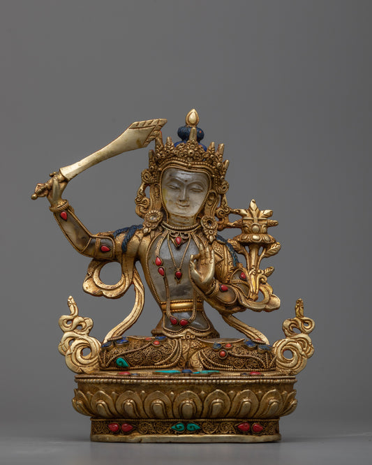 Crystal Manjushri Sadhana Statue