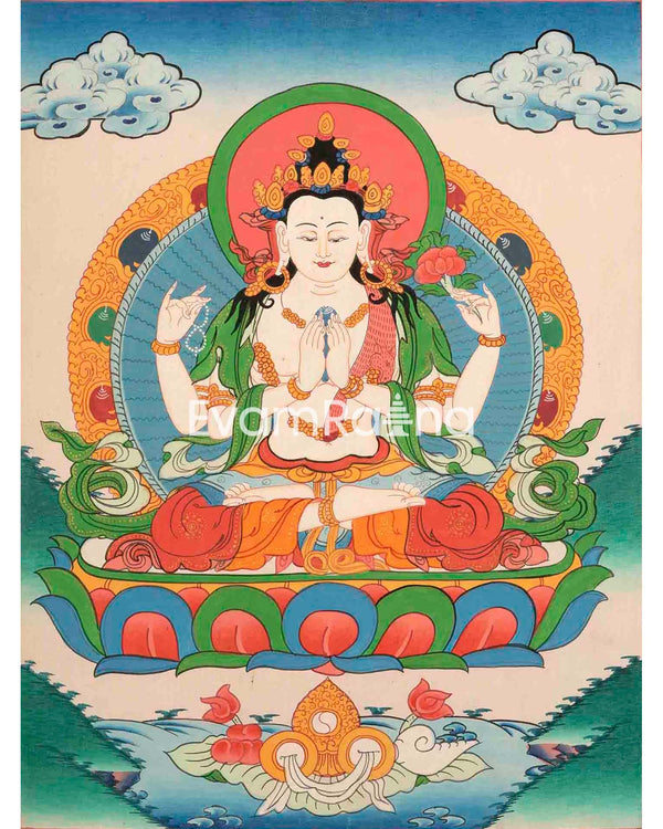 Avalokitesvara Chengrezig Thangka: