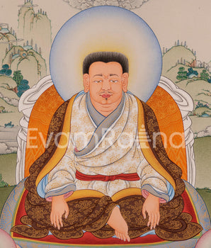 Marpha with Milarepa and Gampopa Thangka Print | Digital Canvas Print Of Tibetan Masters Thangka