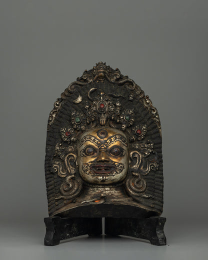 Copper Mahakala Mask with Stand