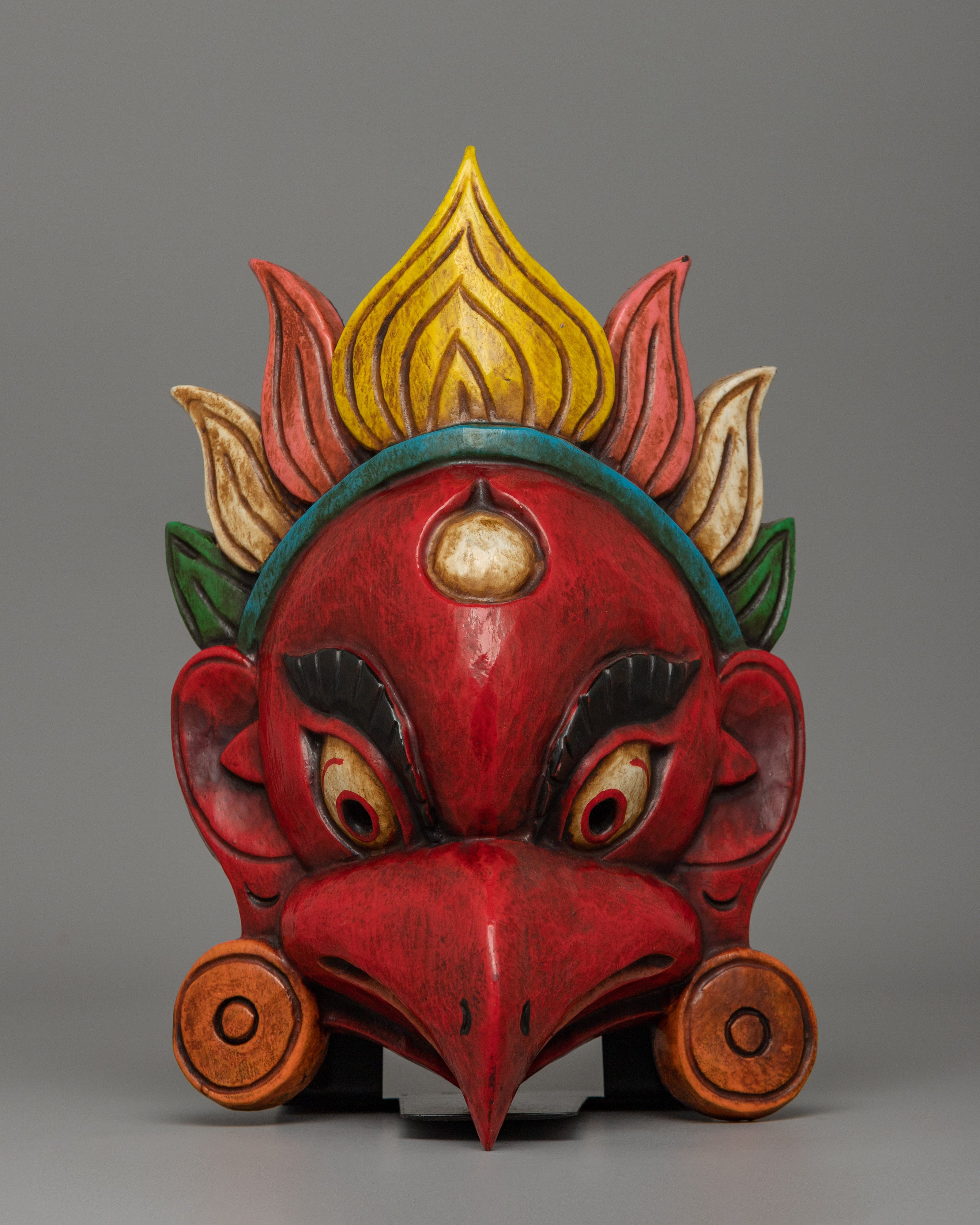 Hindu Garuda Mask | Spiritual Wooden Ritual Mask – Evamratna