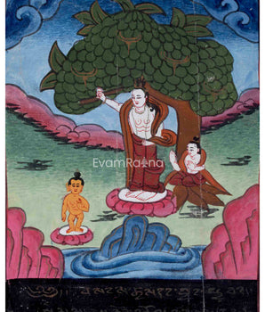 Vintage Thangka of Queen Maya Devi Giving Birth