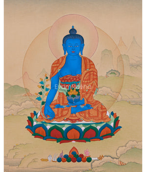 Blue Healing Buddha Thangka