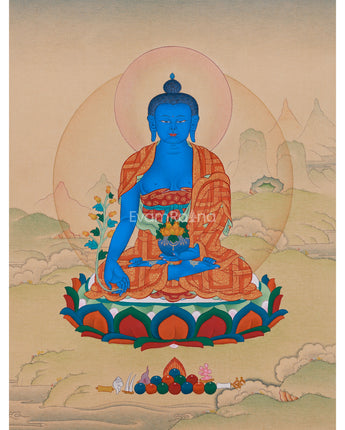 Blue Healing Buddha Thangka