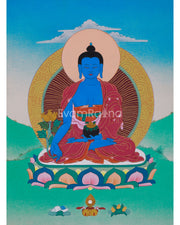 Sacred Buddha Medicine Thangka | Buddha of Healing and Protection