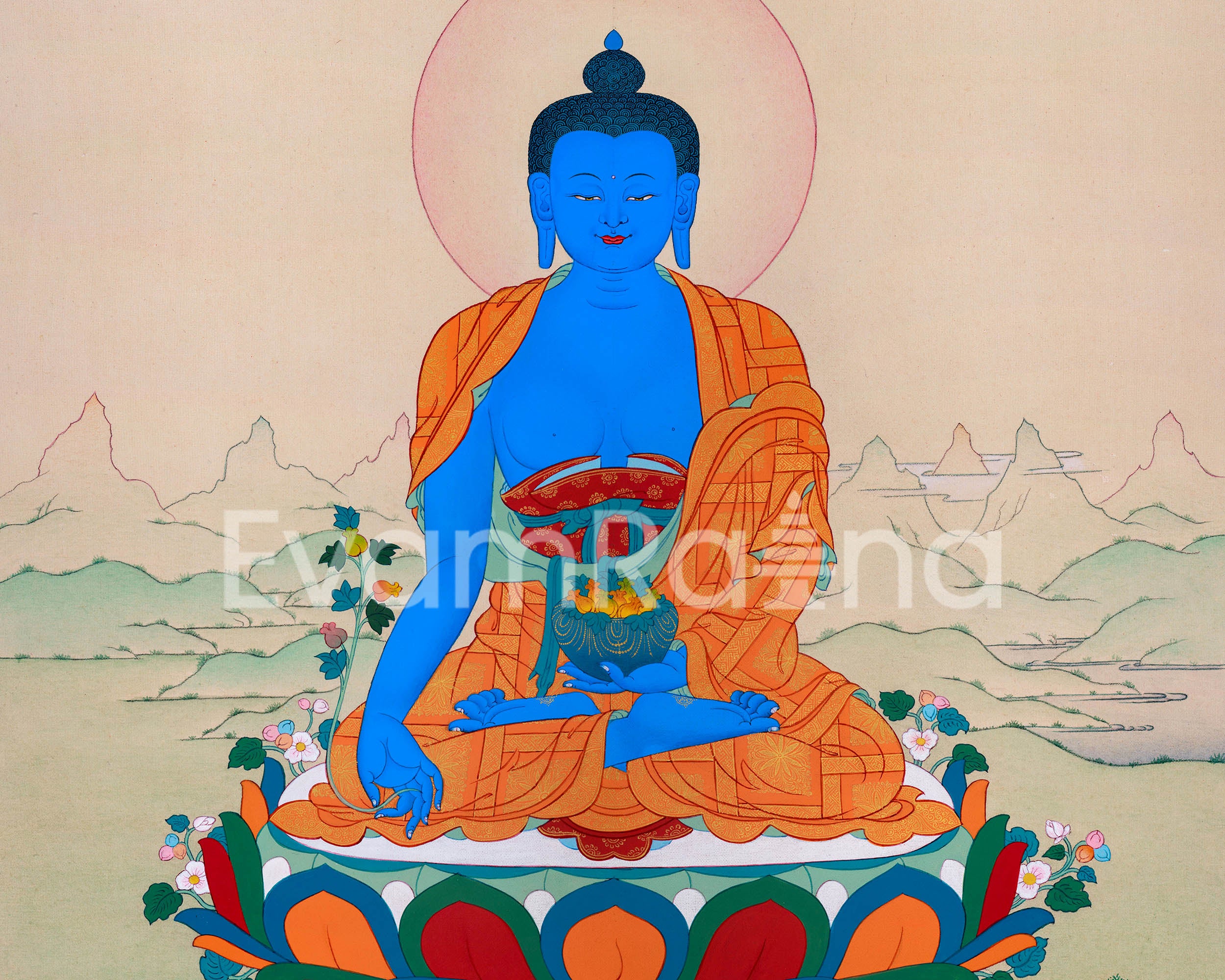 Divine Healing: Medicine Buddha Digital Print for Spiritual Wellness