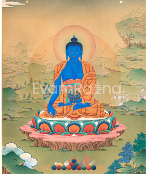 Radiant Medicine Buddha Thangka Print