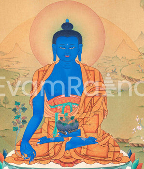 Radiant Medicine Buddha Thangka Print