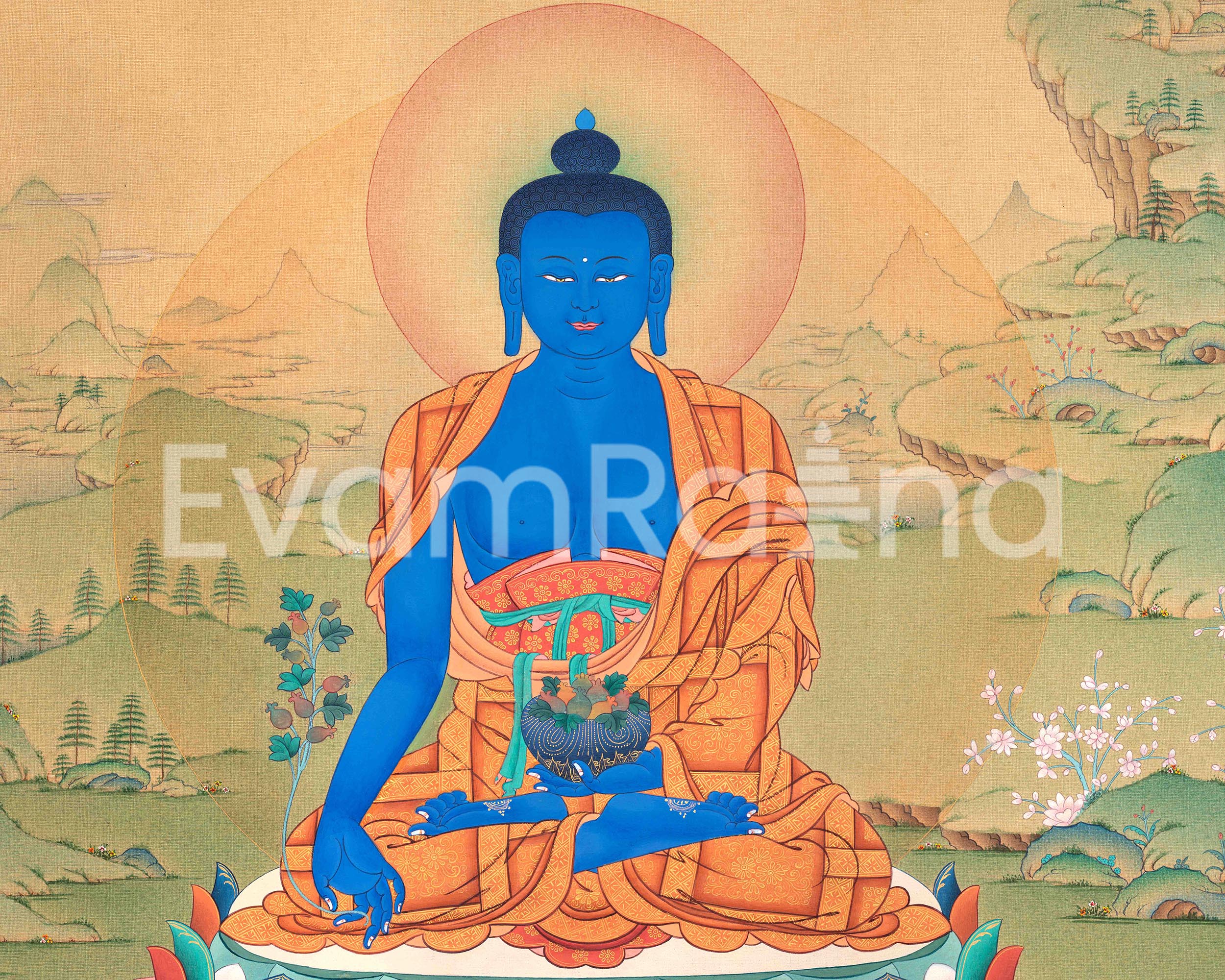 Radiant Medicine Buddha Thangka Print