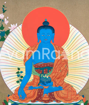 Karma Gadri Thangka Print of Medicine Buddha