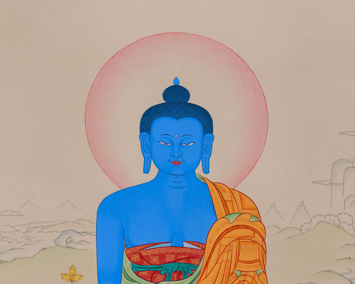 Lapis Lazuli Medicine Buddha Thangka | Healing and Compassion Through Sacred Art