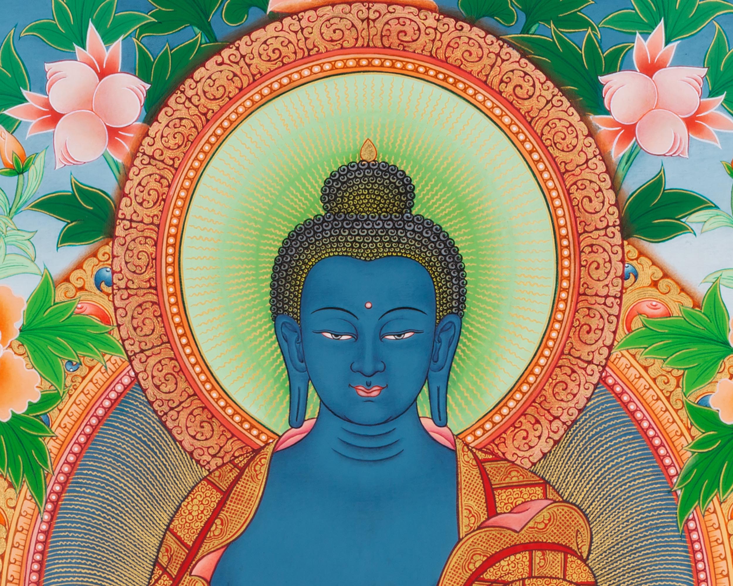 Healing Medicine Buddha Thangka | Buddhist Lapis Lazuli Deity