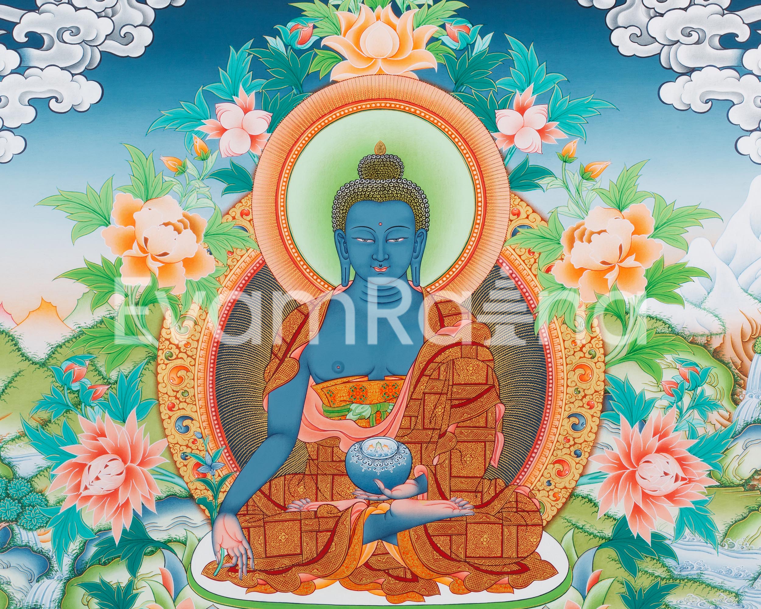 Eri Style Bhaisajyaguru Healing Artwork | Rare Exclusive Painting