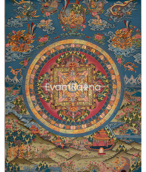Blue Medicine Buddha Mandala Thangka Painting