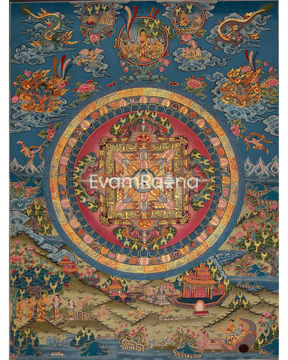 Blue Medicine Buddha Mandala Thangka Painting