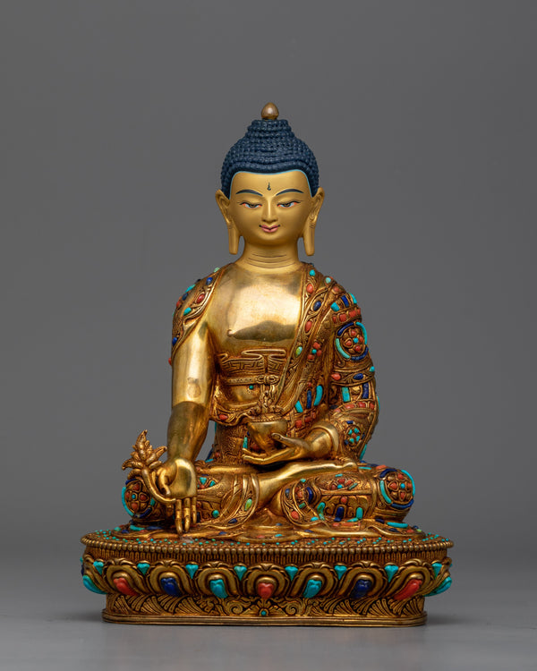 Medicine Buddha Beautifully Decorated Statue  