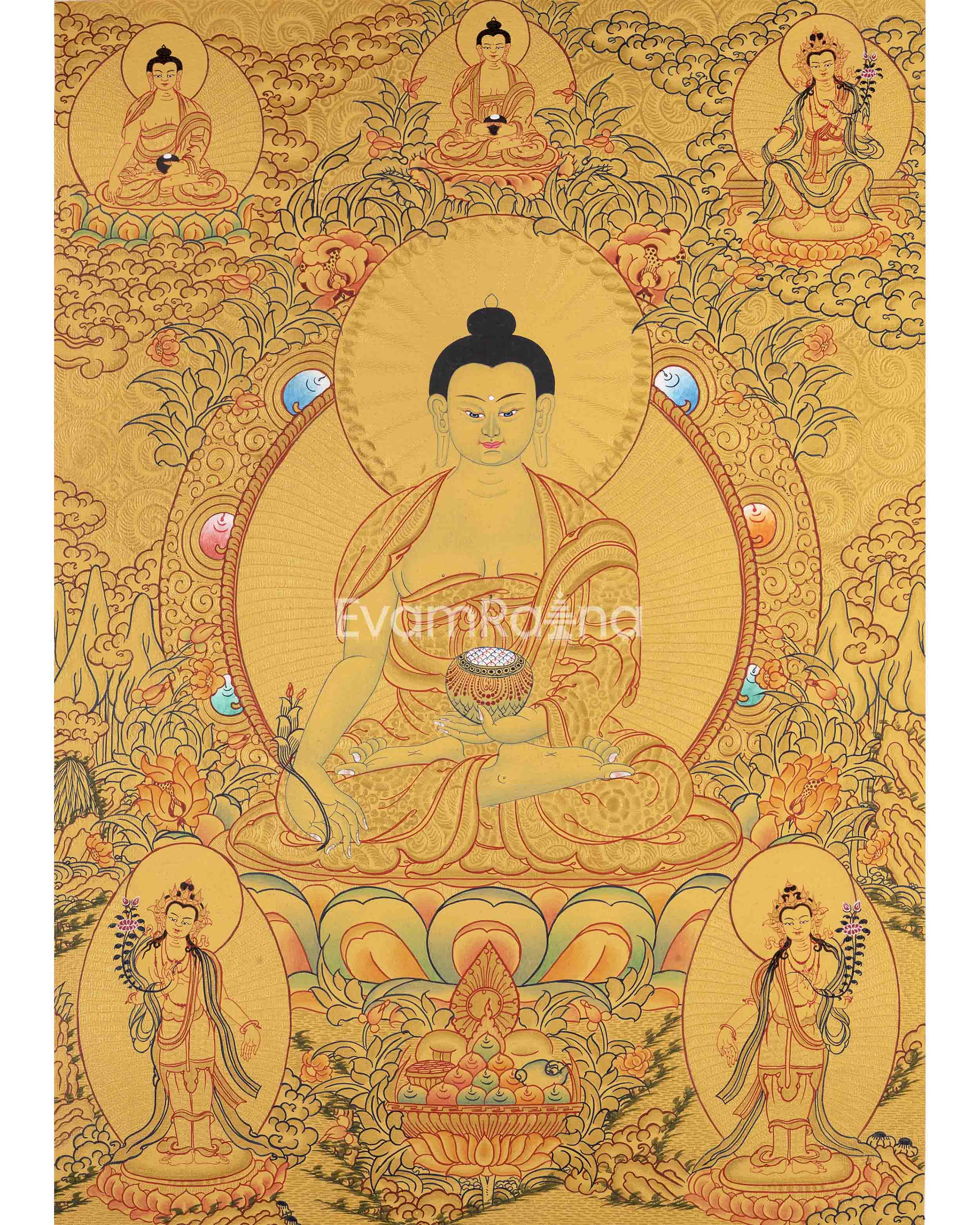 Gold Painted Medicine or Blue Buddha