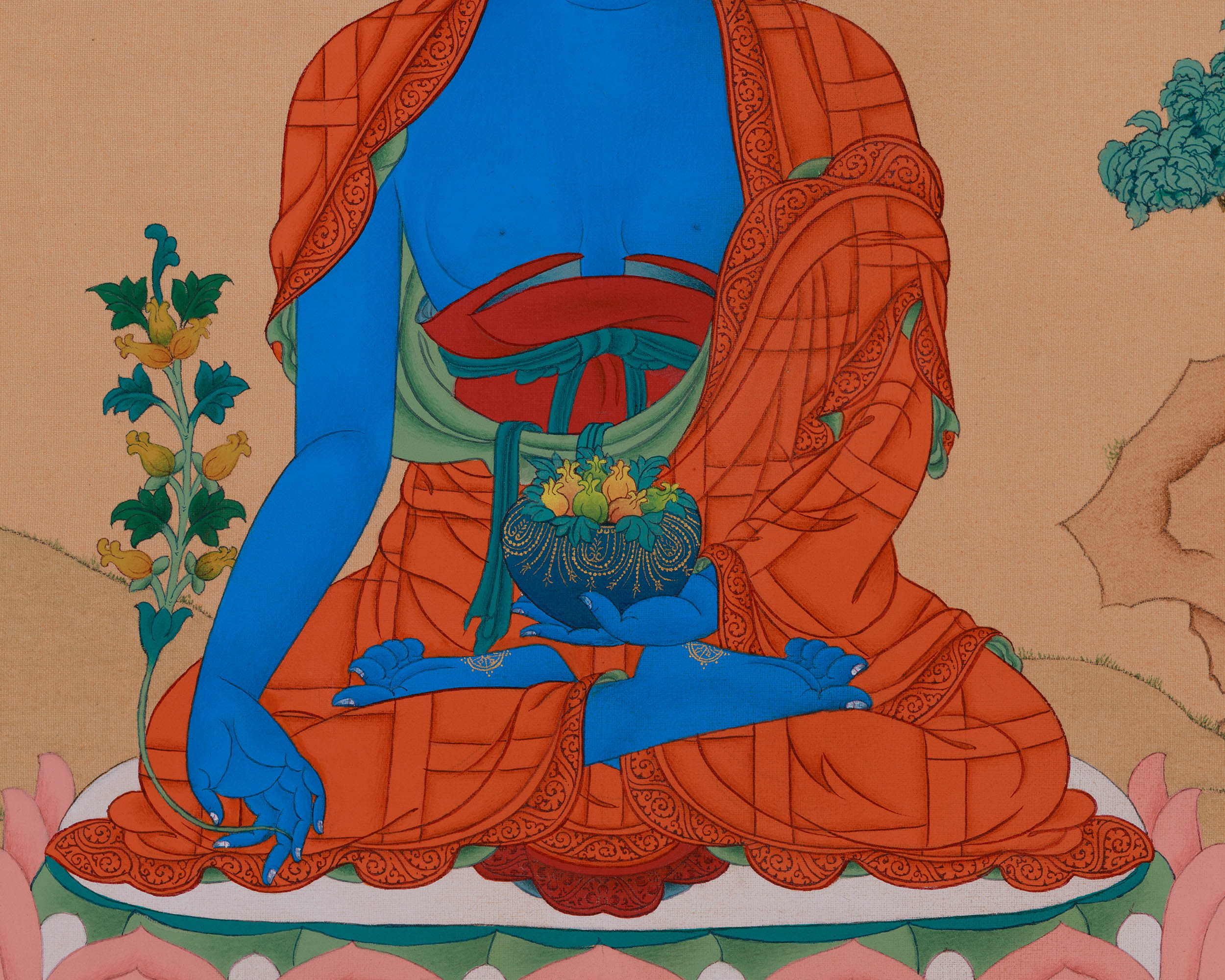 Buddha of Healing, Sangye Menla | Buddha Wall Art for Health and Spiritual Wellness