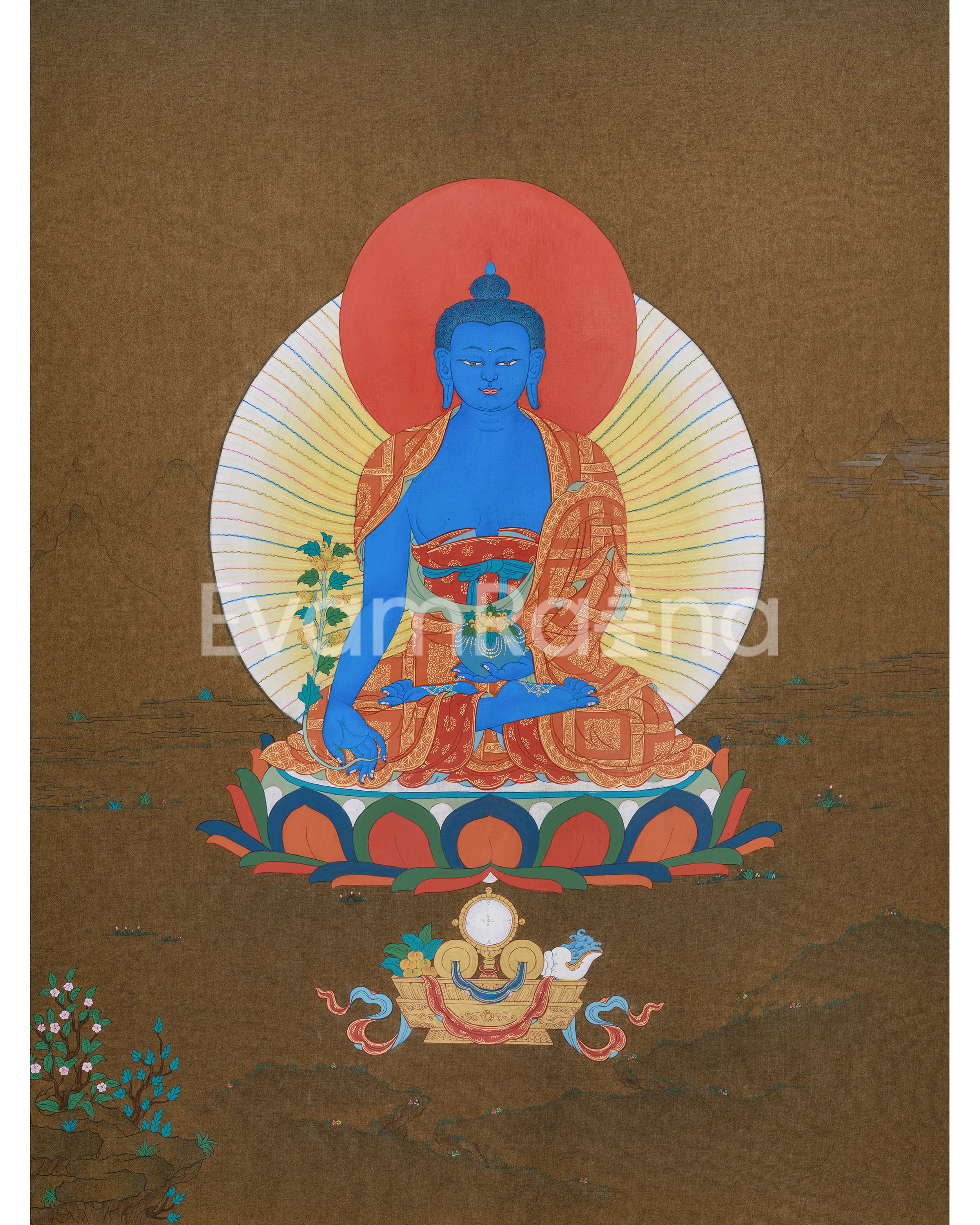 Blue Buddha Bhaishajyaguru Thangka 