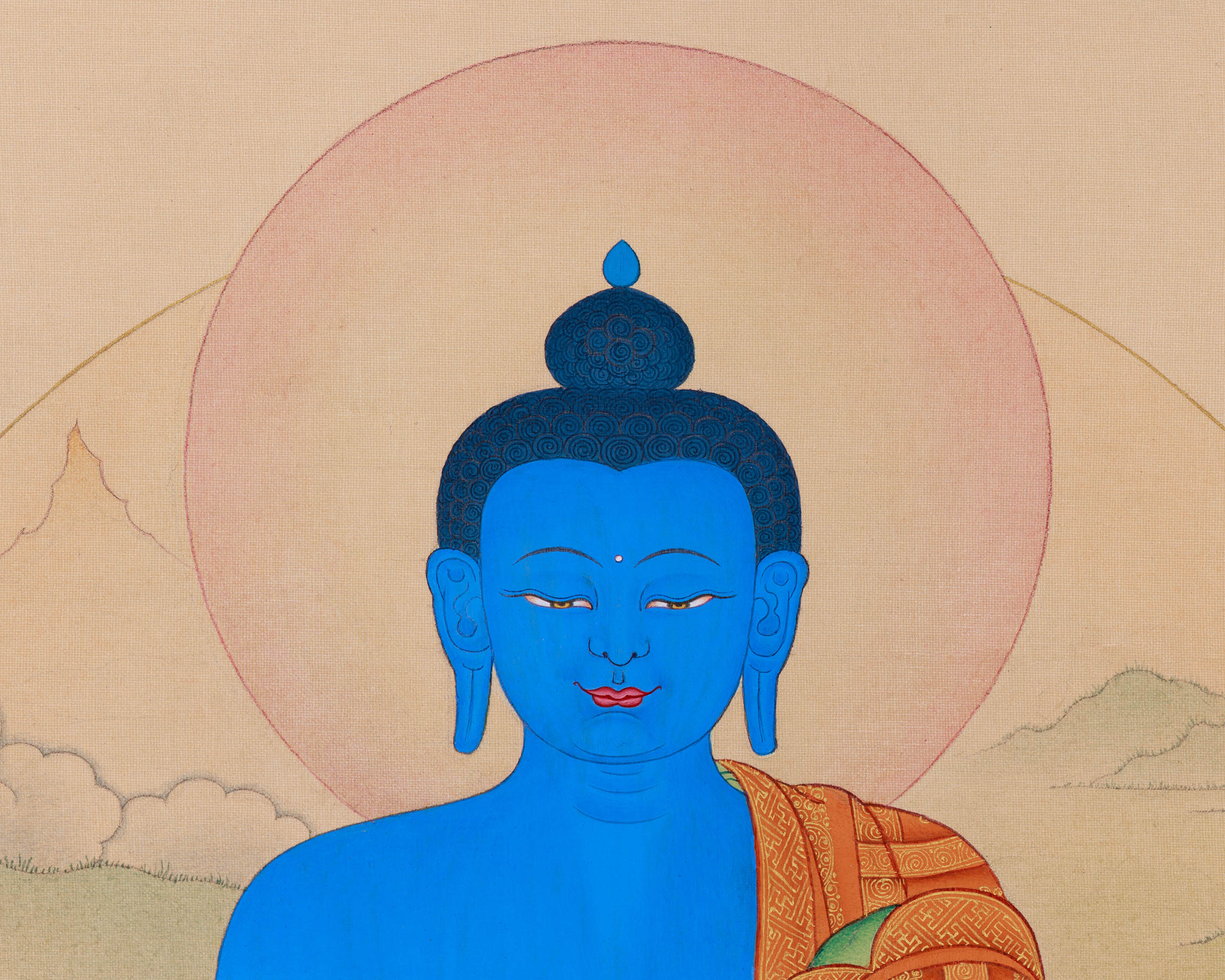 Hand-Painted Bhaisajyaguru Painting | Tibetan Buddha of Healing