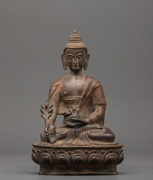 Oxidized Copper Medicine Buddha Statue 