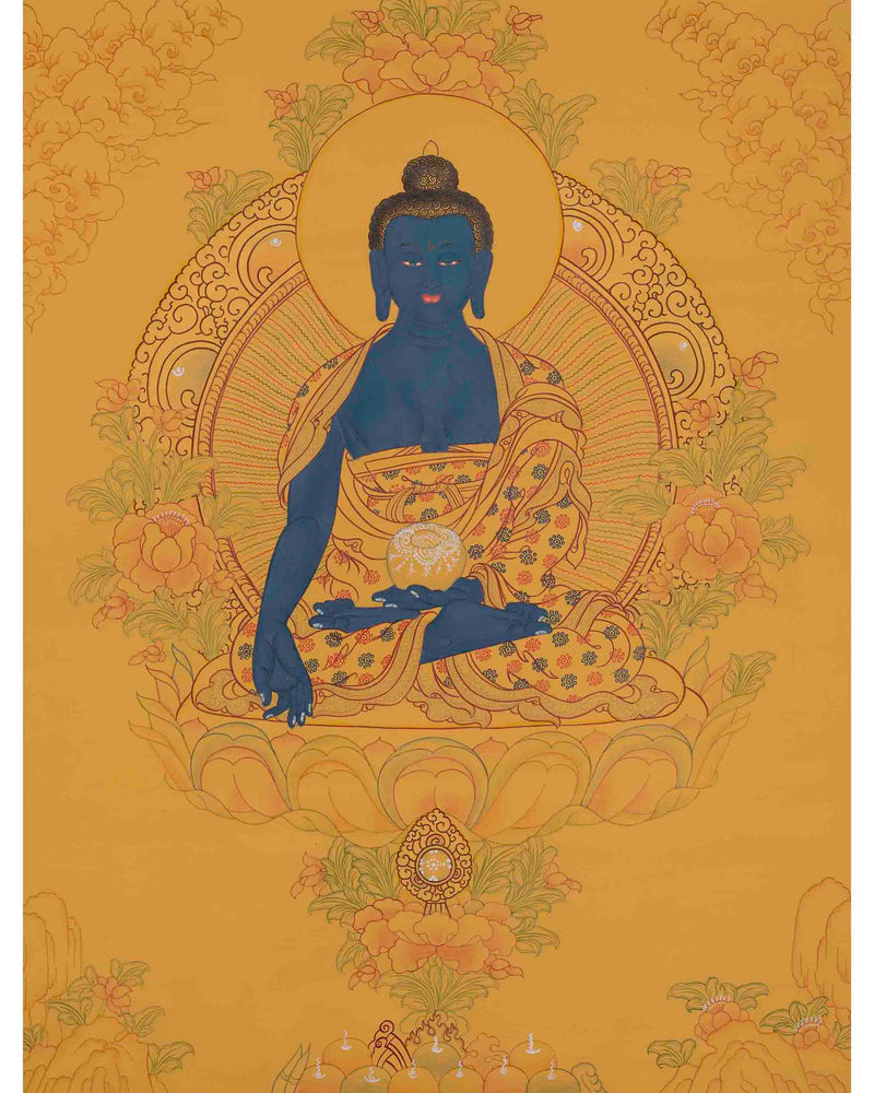 Hand-Painted Tibetan Medicine Buddha