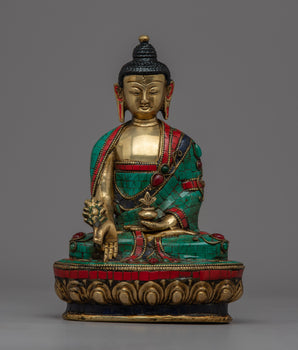 Brass Healing Buddha "Medicine Buddha" Statue