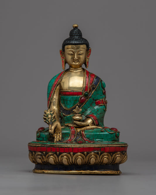 Brass Healing Buddha "Medicine Buddha" Statue