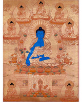 24K Gold Style Medicine Buddha Thangka