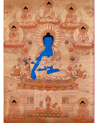 24K Gold Style Medicine Buddha Thangka
