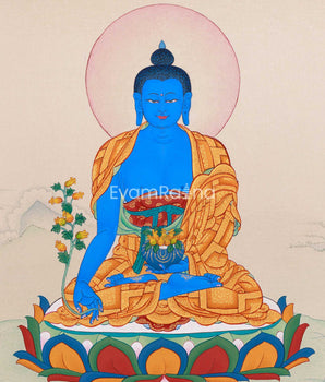 Medicine Buddha: Vibrant Painting of Healing Buddha