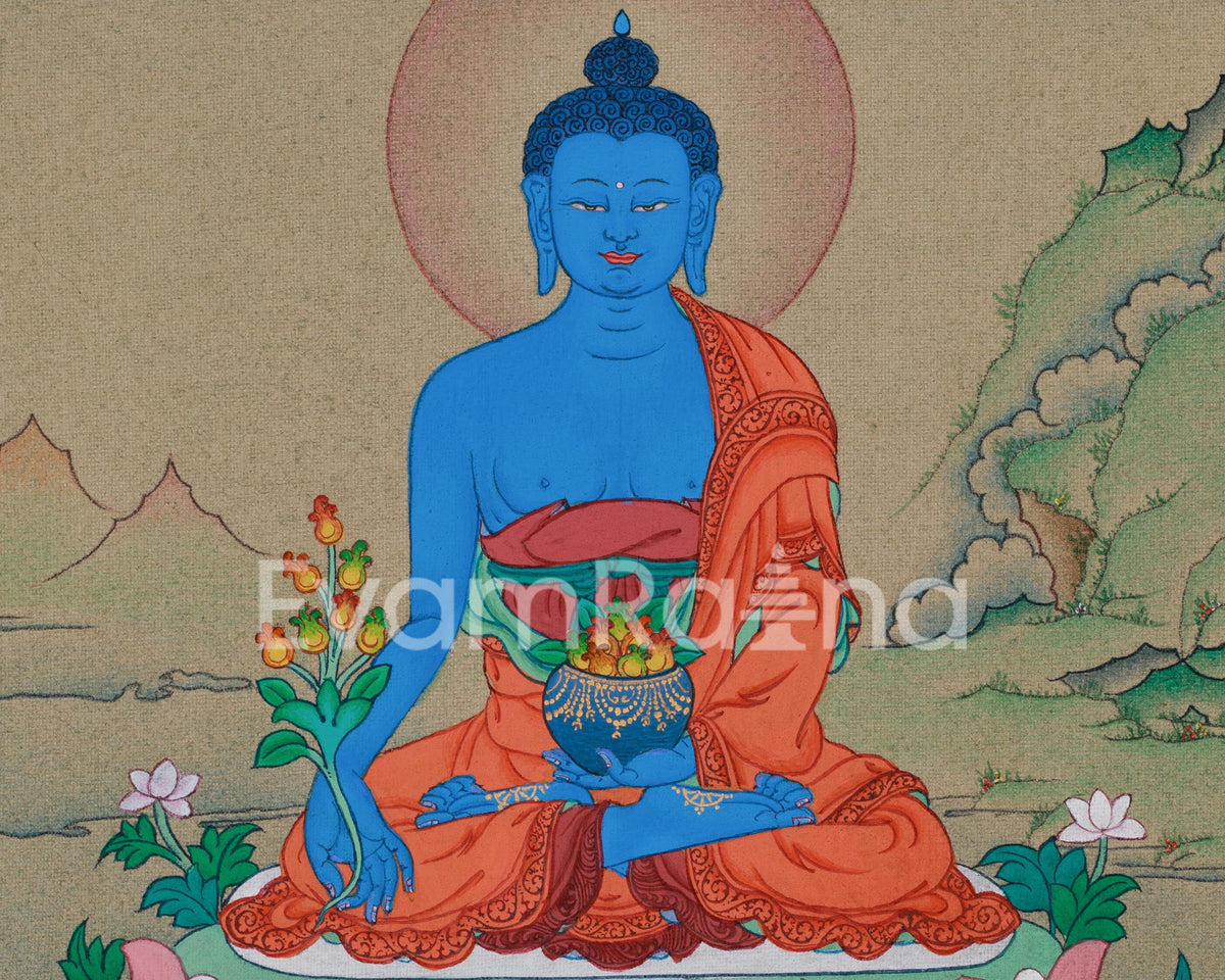 Bhaisajyaguru Buddha Thangka | Healing Buddha of Health and Protection