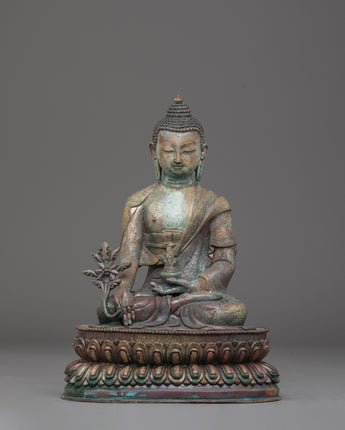 Oxidized Copper Statue of Bhaisajyaguru