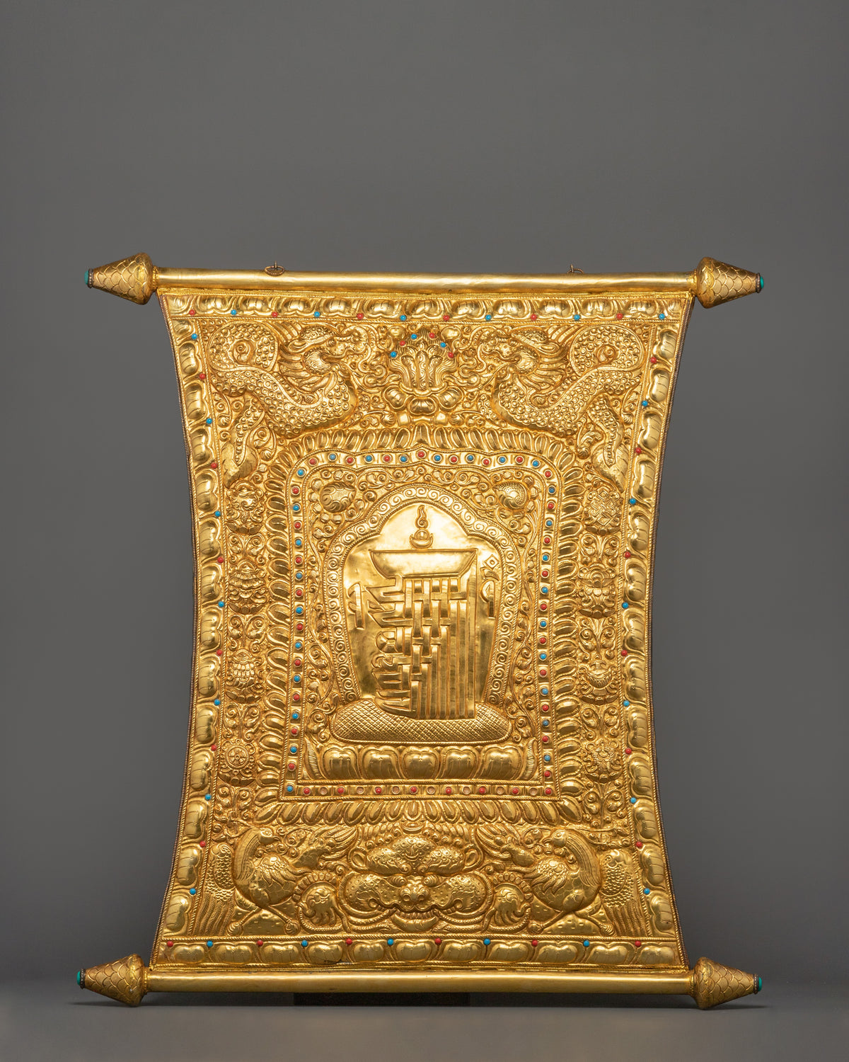Protective Kalachakra Metal Thangka | Gold Plated Buddhist Wall Artwork