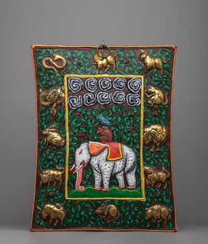 Four Harmonious Friends Metal Thanka Wall Hanging