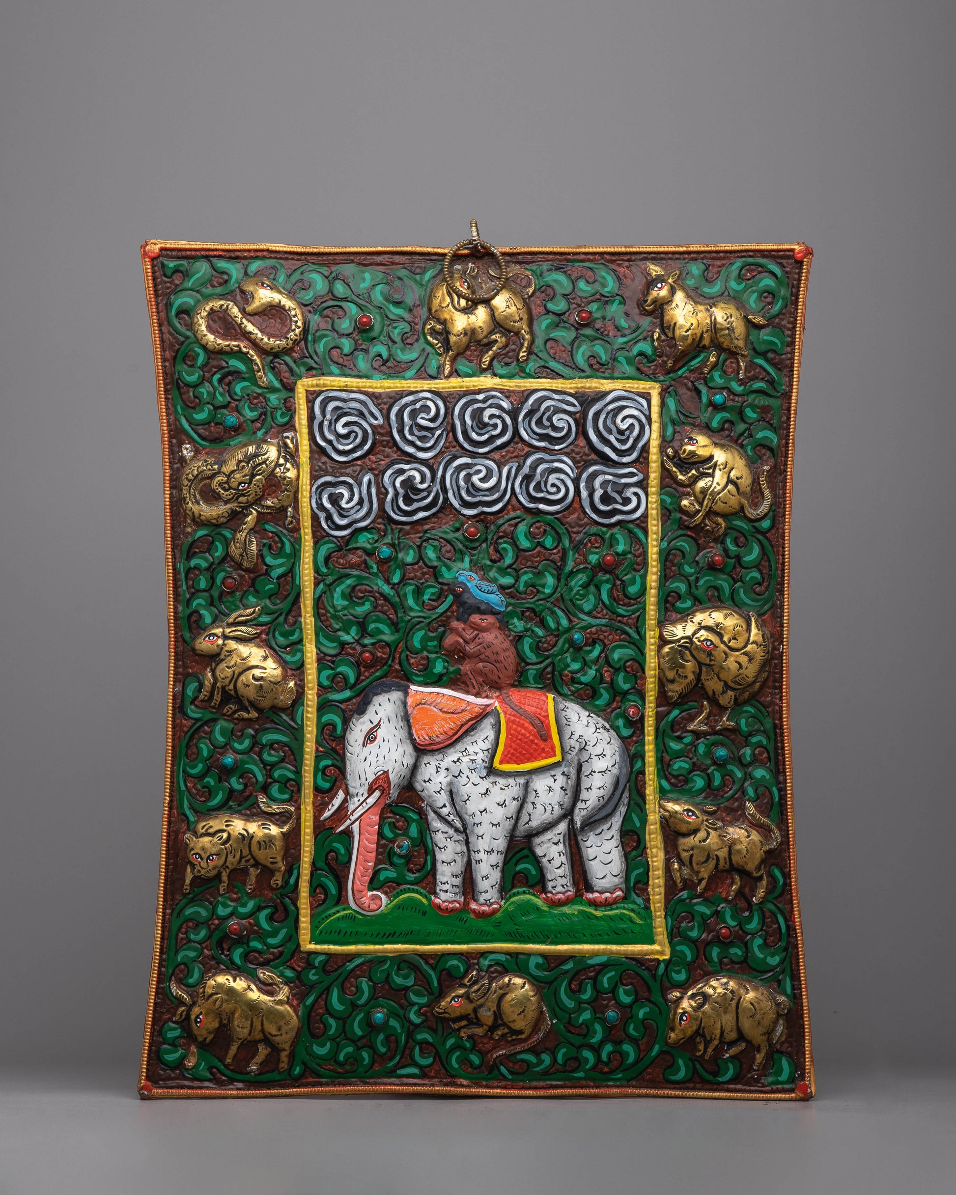 Four Harmonious Friends Metal Thanka Wall Hanging