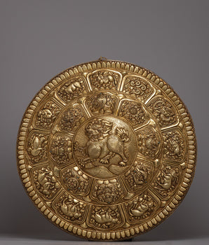 Round Brass Lion Wall Hanging Mandala